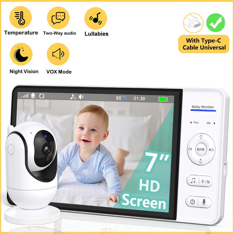 Audio Music Videos - Niemasz WiFi 7-calowy Niania Elektroniczna Dwukierunkowe