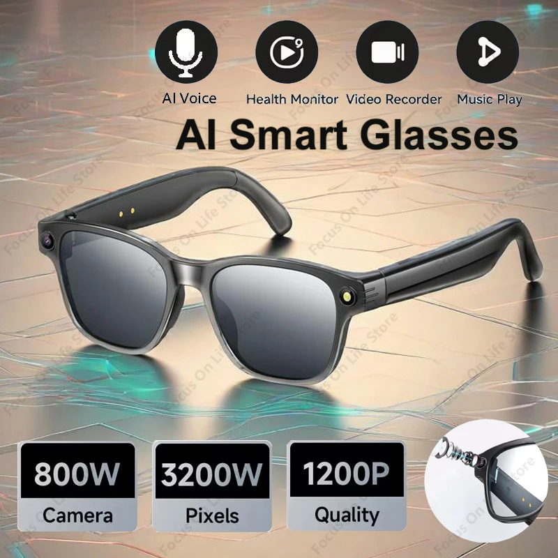 Audio Music Videos - Inteligentne okulary AI z 8-megapikselową kamerą,
