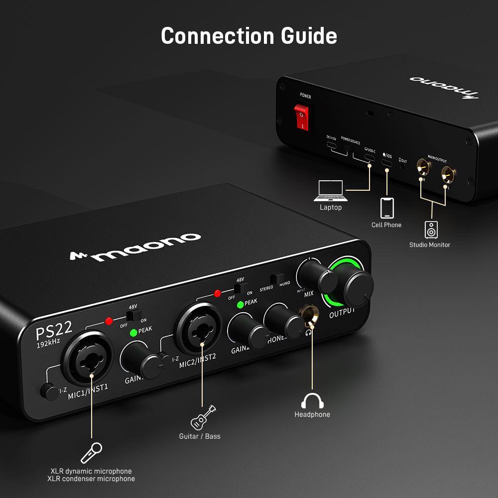 MAONO PS22 Profesjonalne Inter – Audio Music Mixer recenzja i cena