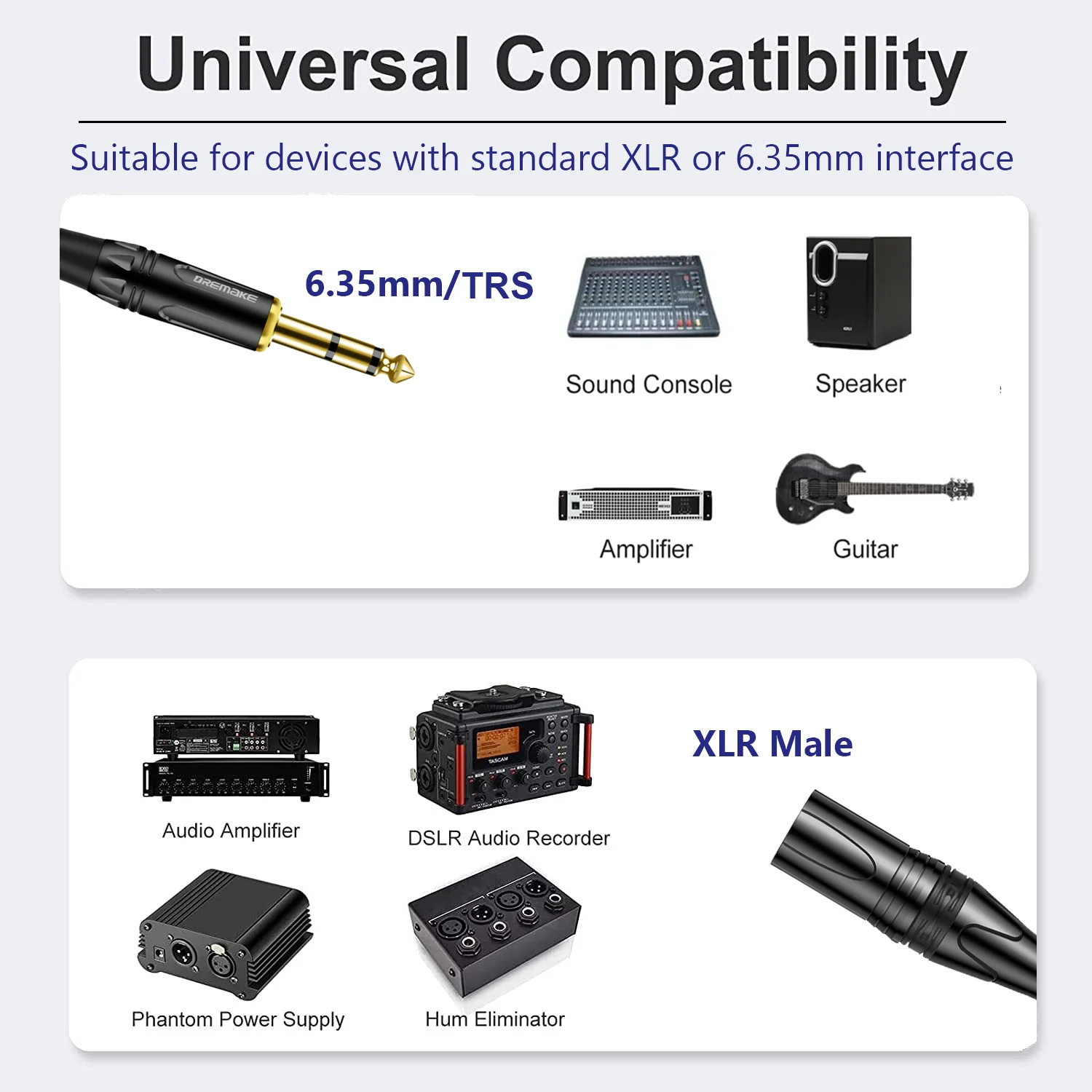 Kabel XLR męski na 6,35 mm TRS – Audio Music Mixer recenzja i cena